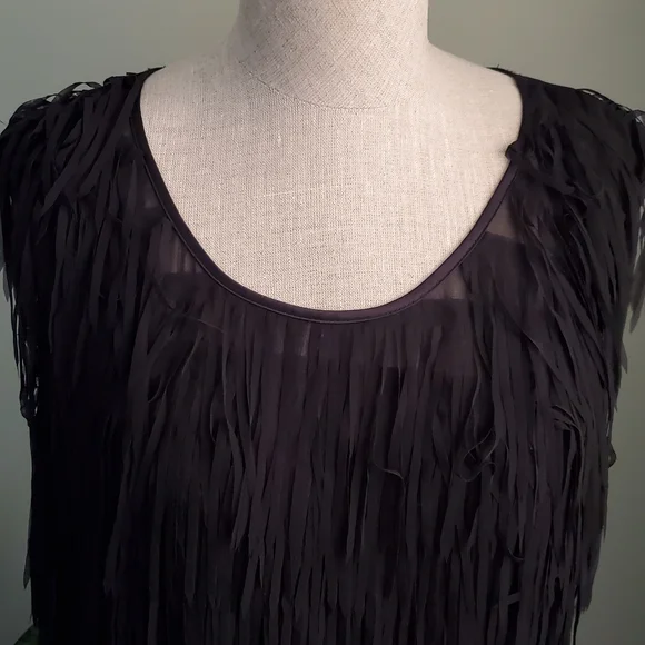 Marciano Black Dress with Fringe Size S - Picture 2 of 6